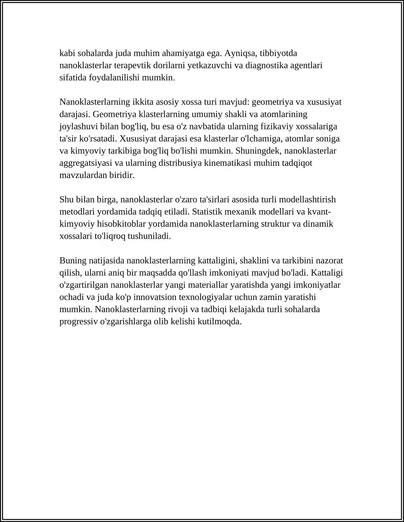 Nanoklasterlar va Nanotrubkalar 4