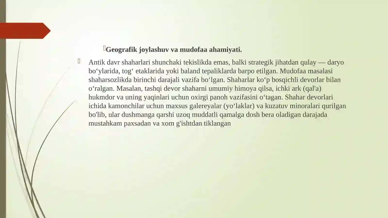 O‘RTA OSIYODA ANTIK DAVR SHAHARLARINING SHAKLLANISHI VA ME’MORCHILIK XUSUSIYATLARI 4