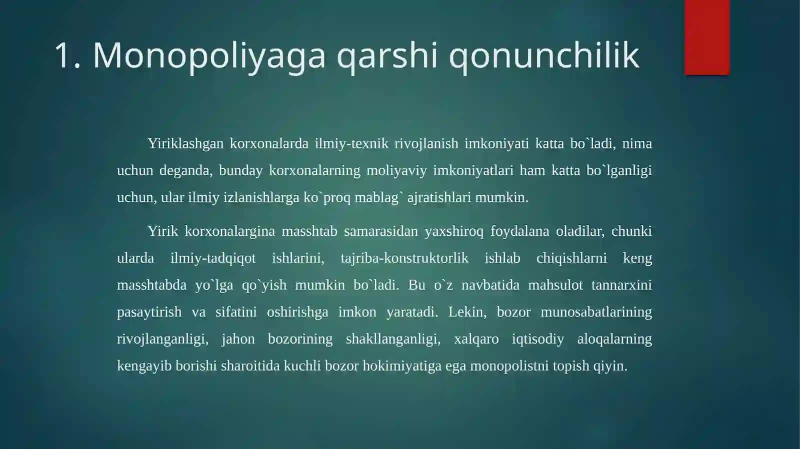 Monopol hokimiyat sharoitida narx belgilash va diversifikatsiyalash tamoyillari 4