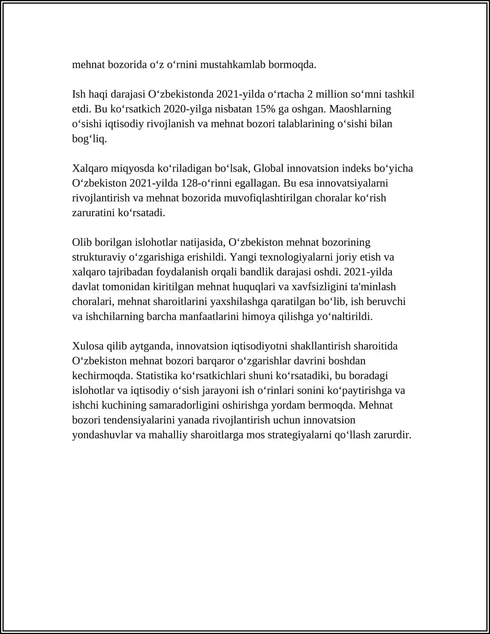 INNOVATSION IQTISODIYOTNI SHAKLLANTIRISH SHAROITIDA MEXNAT BOZORINI TARTIBGA SOLISH 4