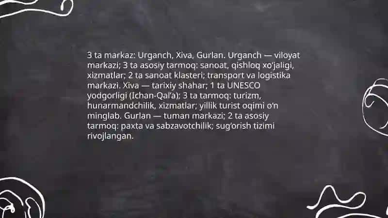 Xorazm viloyatining ma`muriy-hududiy tarkibi va ijtimoiy-iqtisodiy rivojlanish xususiyatlari 4
