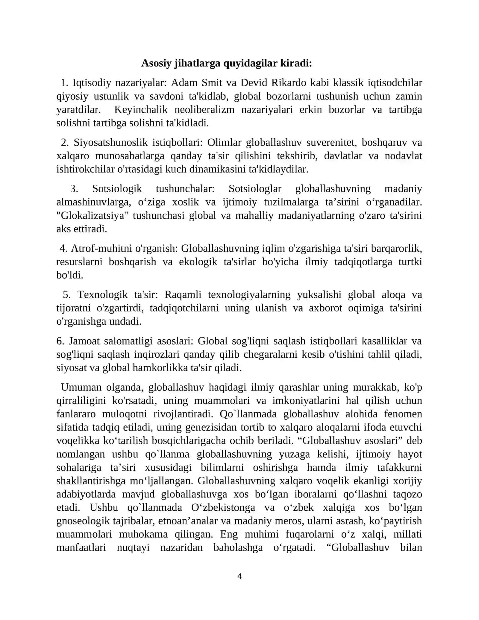 Globallashuv borasidagi ilmiy qarashlarning vujudga kelishi va rivojlanishi 4