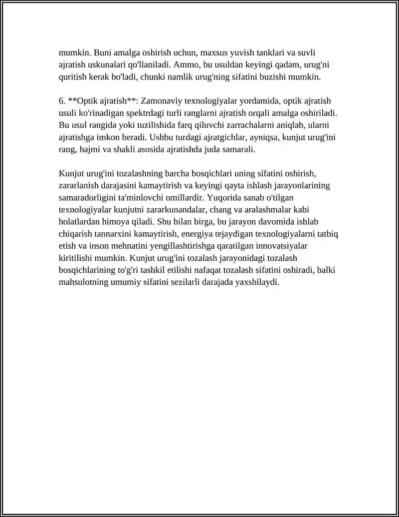 Kunjut urug'ini tozalash texnologiyalari 4