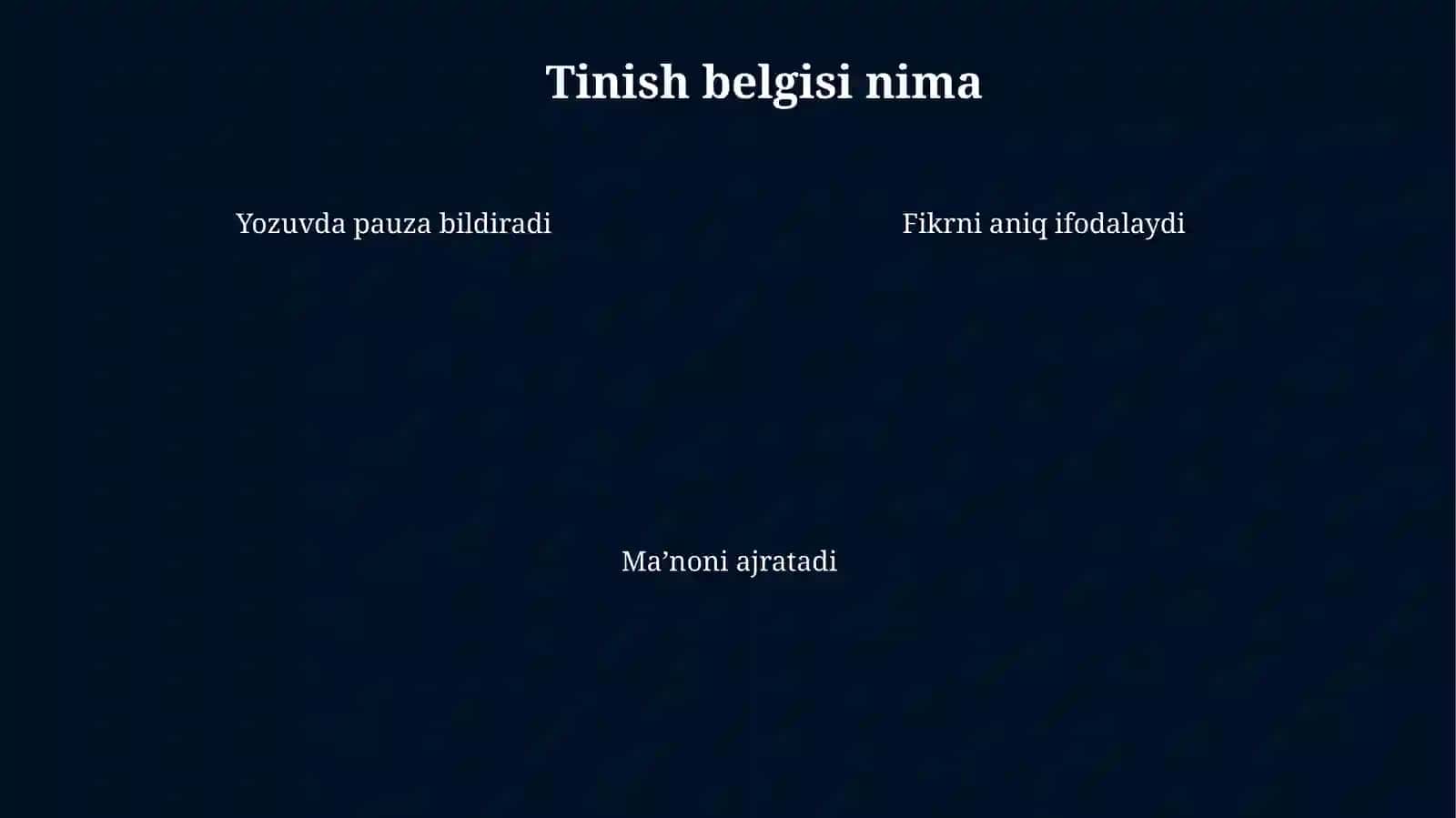 Tinishbelgilari 4