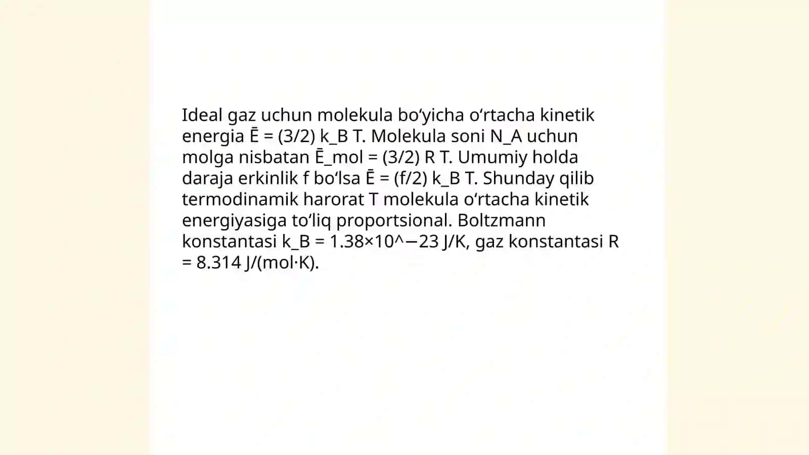 Molekulalarning oʻrtacha kinetik energiyasi 4