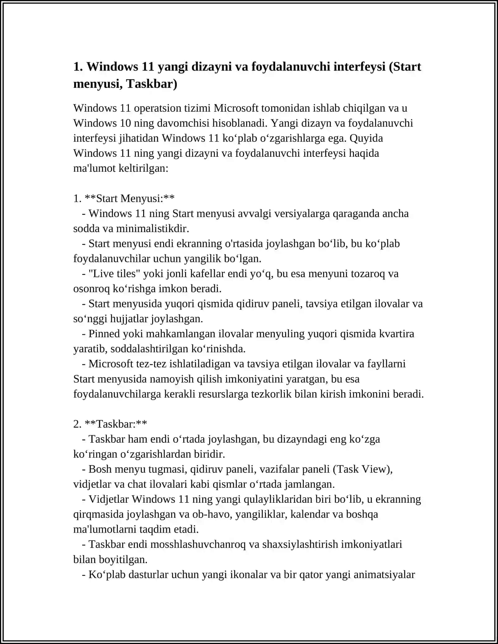 MS WINDOWS OPERATSION TIZIMLARI VA ULARDAGI YANGI IMKONIYATLARI VA QULAYLIKLARI 4