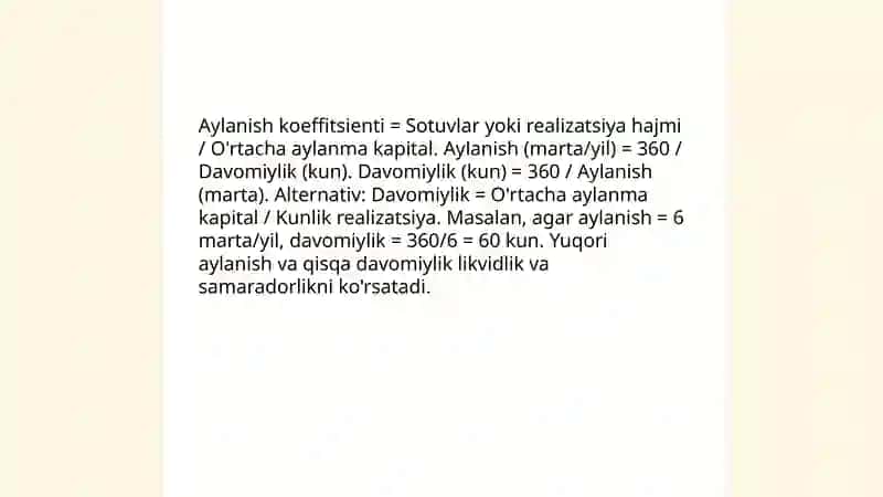 Aylanma kapital doiraviy aylanishining moliyaviy jihatlari 4