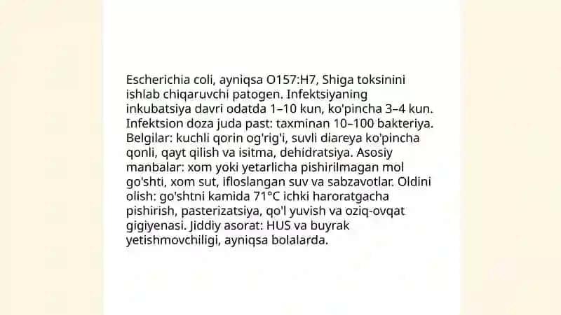 Asosiy uchraydigan ovqatdan zaharlanish qo'zg'atuvchilari 4