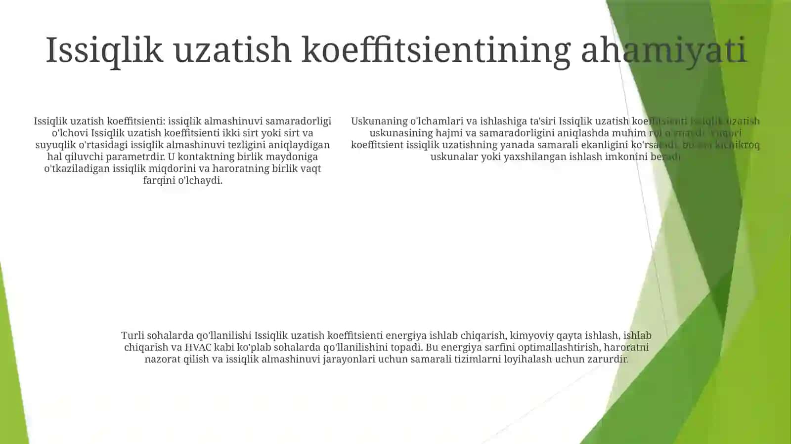 Issiqlik Berish Koeffisienti 4