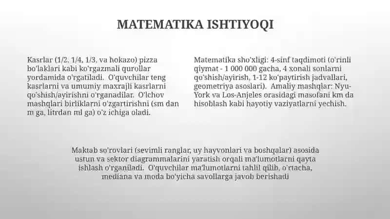 4-sinf dasturi bōyicha taqdimot 4