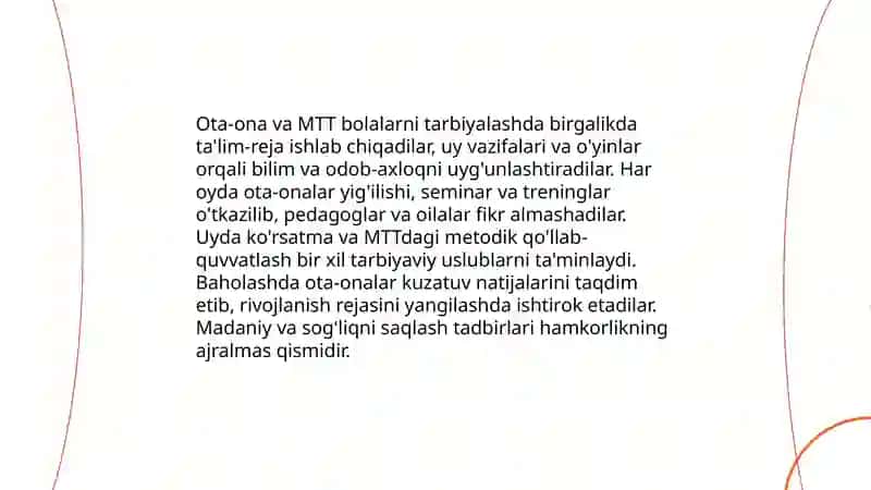 Oila, MTT va mahalla hamkorligining asosiy tamoyillari 4