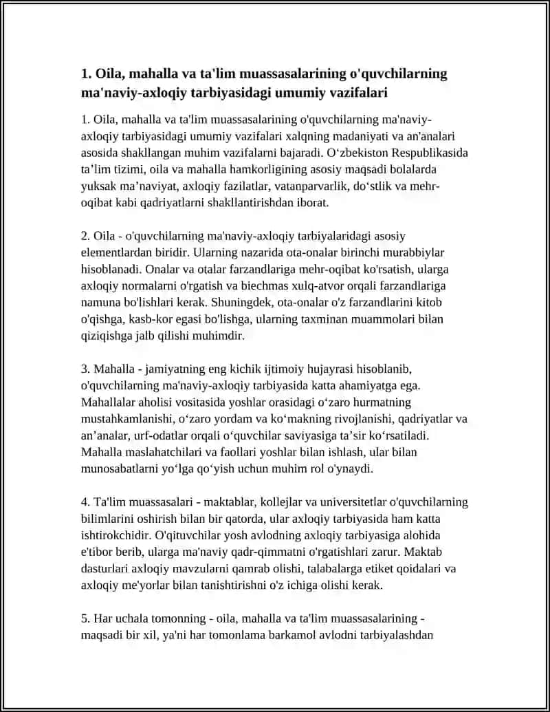 O‘QUVCHILARNING MA'NAVIY-AXLOQIY TARBIYASIDA OILA, MAHALLA VA TAʼLIM MUASSASASINING HAMKORLIGI 4