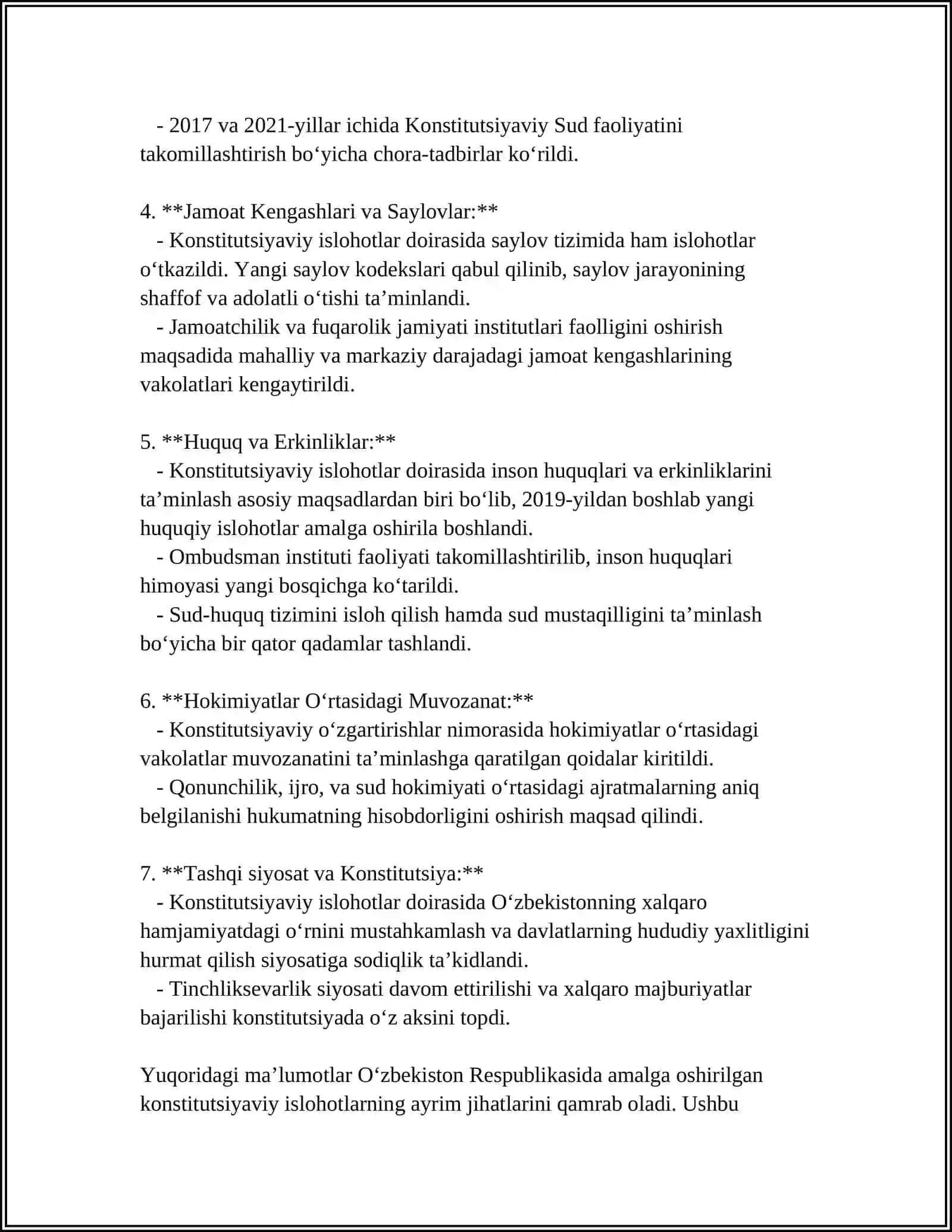 MUSTAQILLIK YILLARIDA DAVLAT BOSHQARUVI TIZIMIDA AMALGA OSHIRILGAN ISLOHOTLAR 4