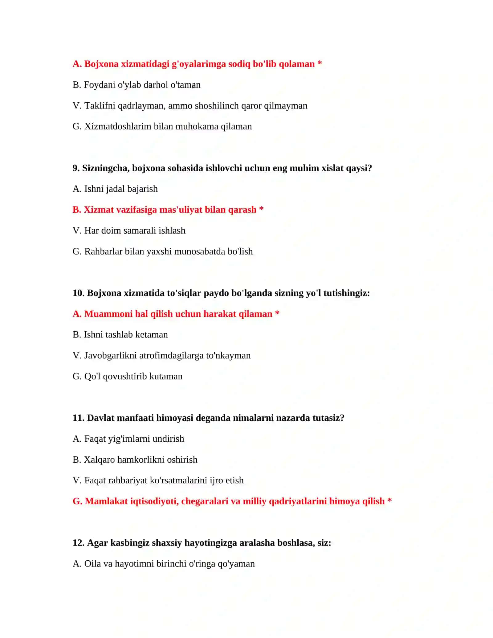 Bojxona yangi test savollari 4