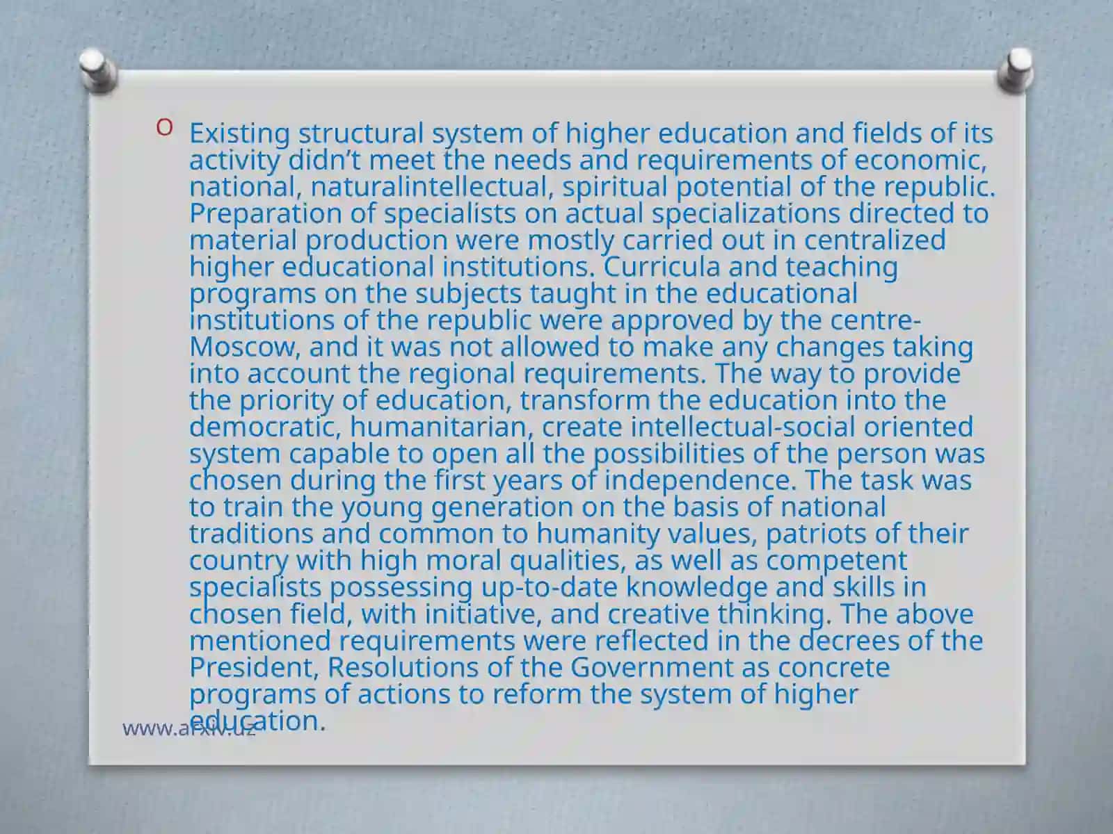 Educationsystem in the Republic of Uzbekistan 4