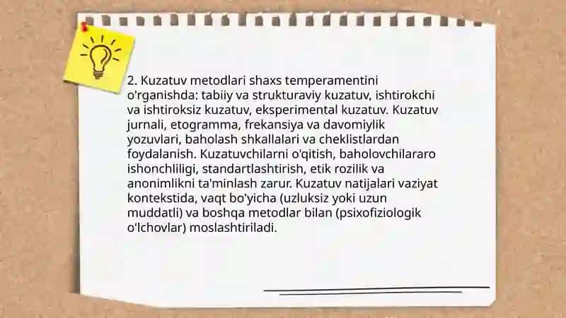 Shaxs temperamentini tadqiq etish metodlari 4