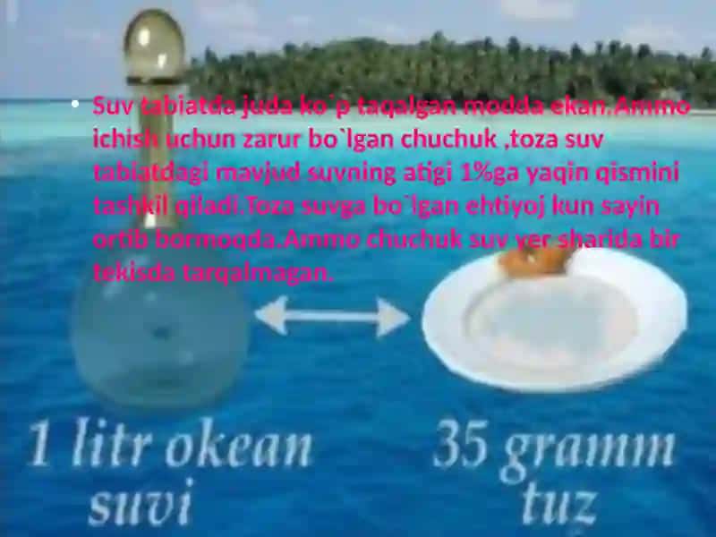 SUV HAVZALARINI IFLOSLANISHDAN SAQLASH CHORALARI.SUVNI TOZALASH USULLARI 4