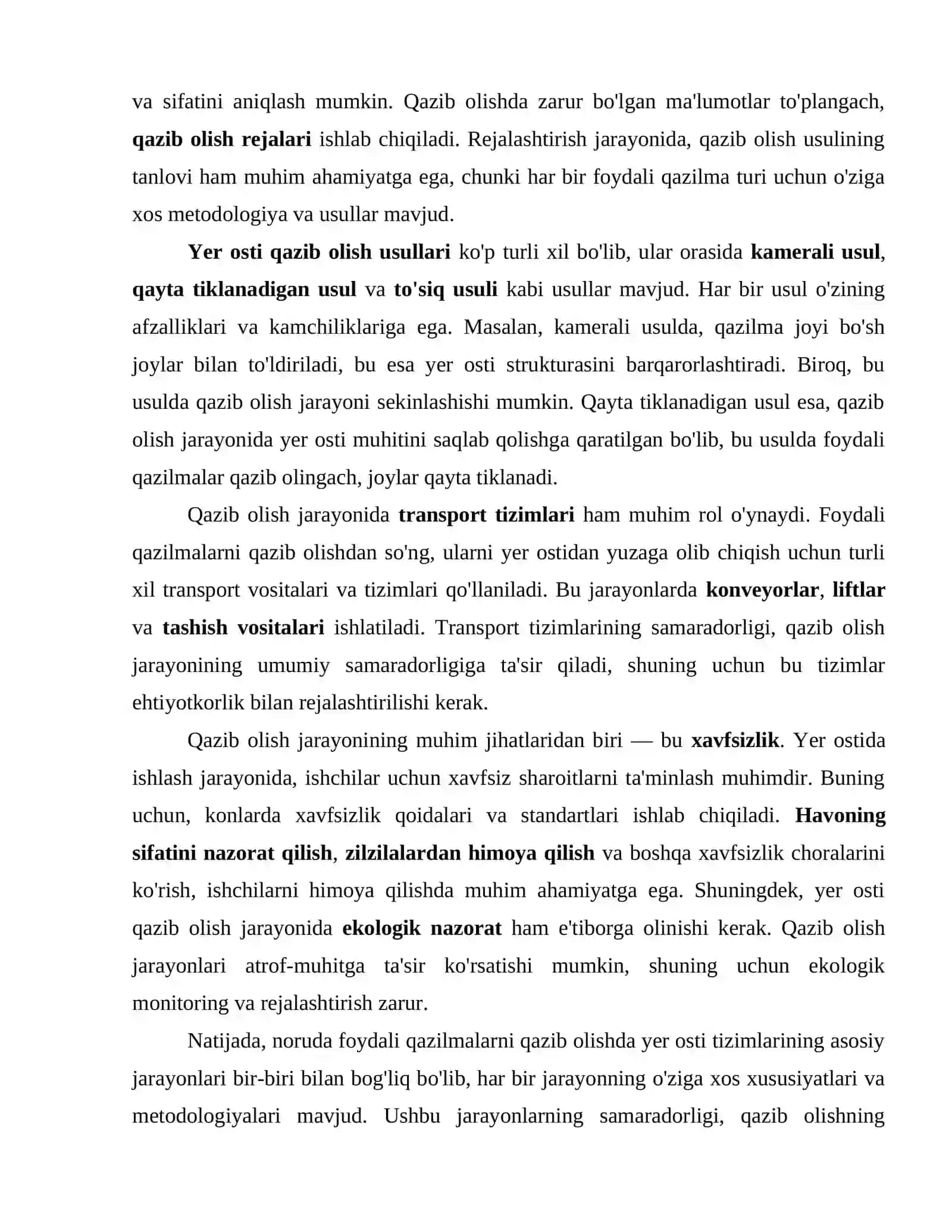NORUDA FOYDALI QAZILMALARNI YER OSTI USULIDA QAZIB OLISHDAGI QAZIB OLISH TIZIMLARI JARAYONLARI VA ULARNING O'ZIGA XOS XUSUSIYATLARI 4