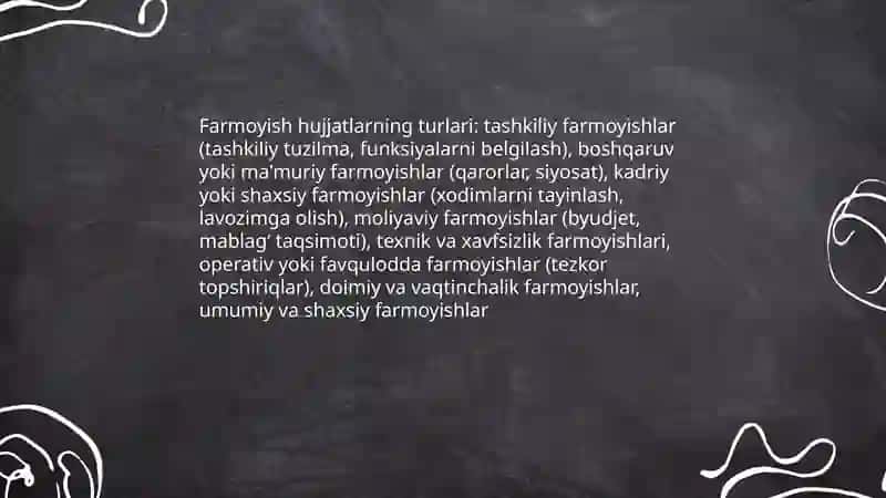 Farmoyish hujjatlar 4