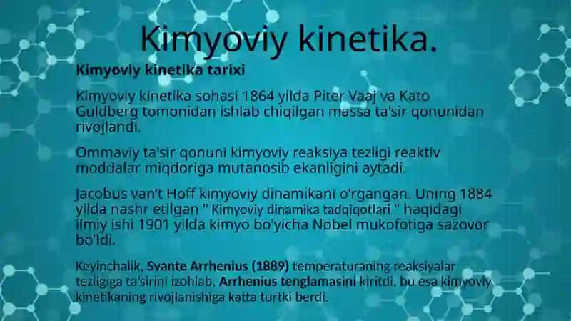Kimyoviy kinetika va kimyoviy muvozanat. 4