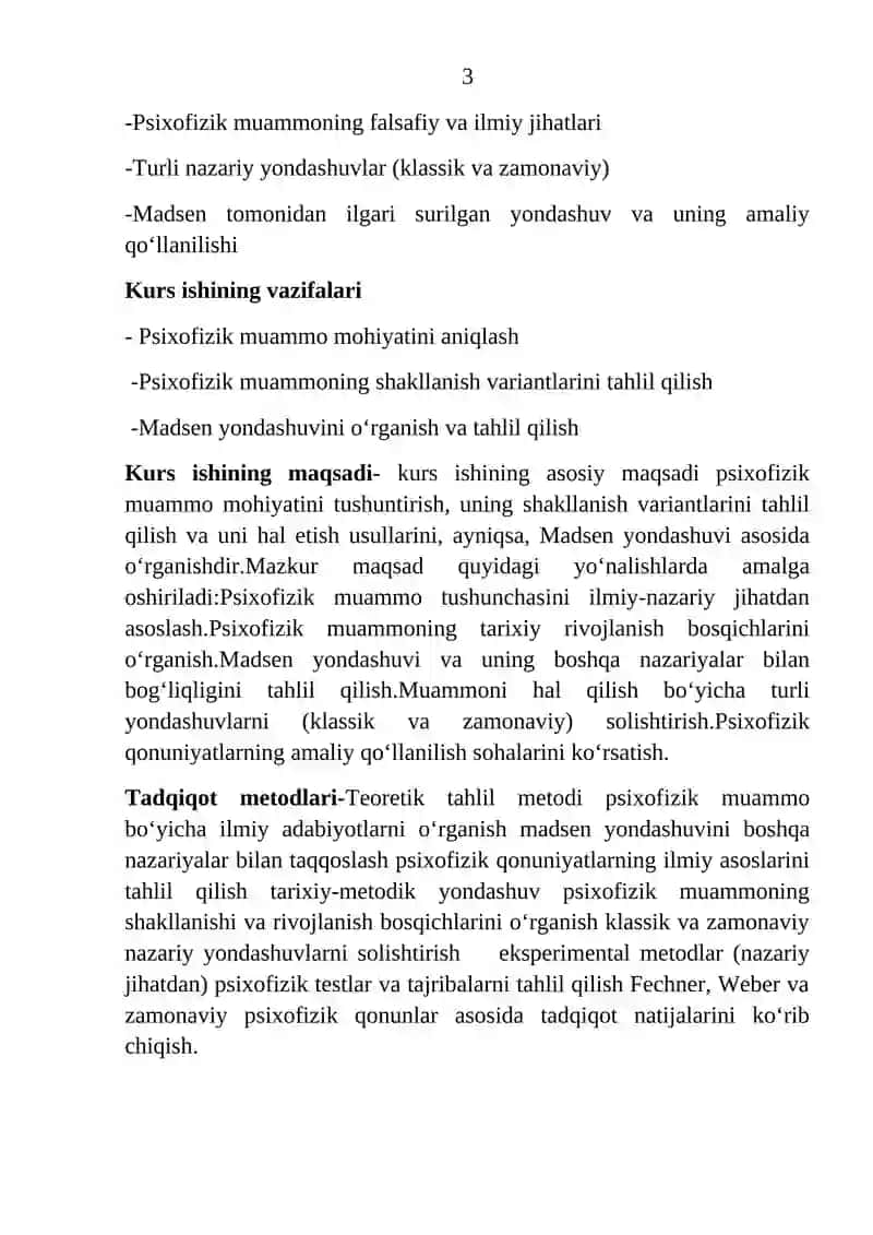Psixofizik muammo: uni shakllantirish variantlari va uni hal qilish usullari (Madsen) 4