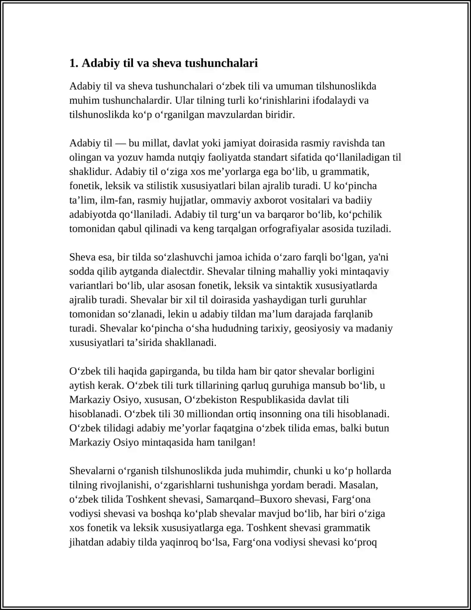 O'ZBEK ADABIY TILI VA SHEVA 4