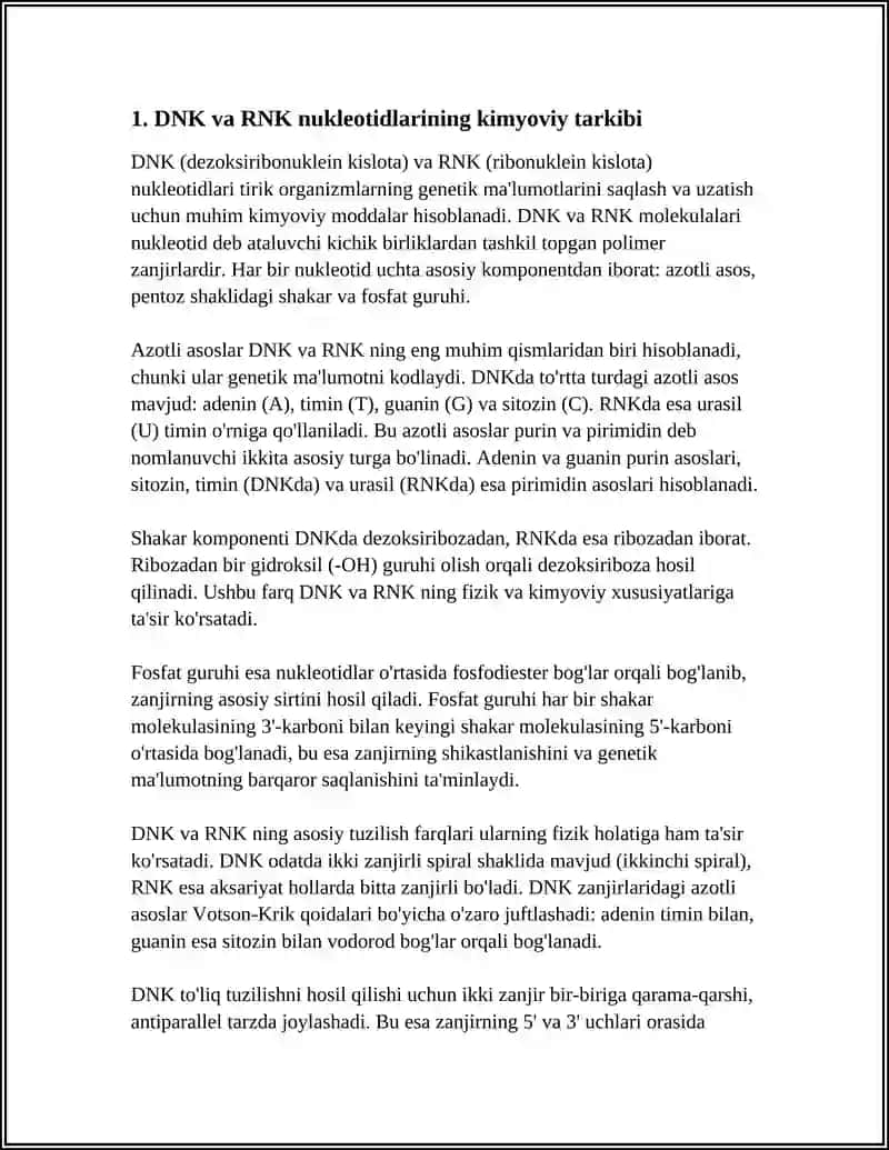 TIBBIY KIMYODA: RNK VA DNK NING TUZILISHI 4