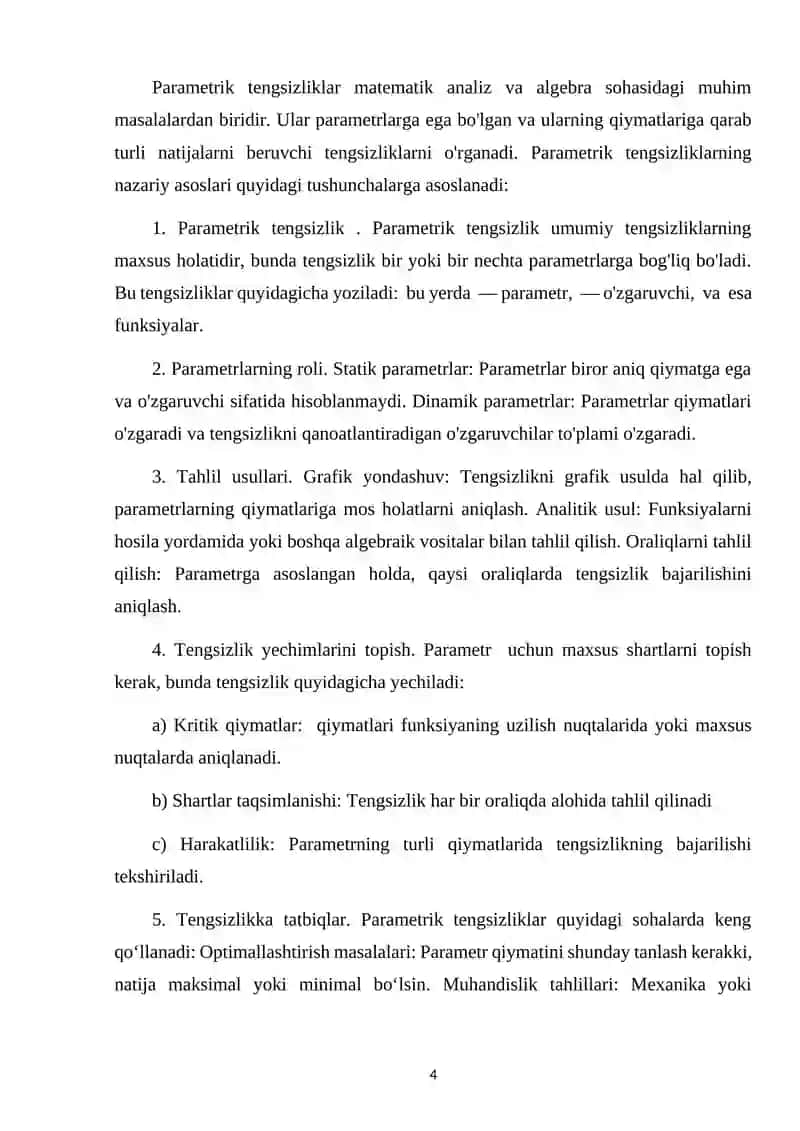 Parametrik tengsizliklarni yechish usullarini o'rgatish metodikasi 4