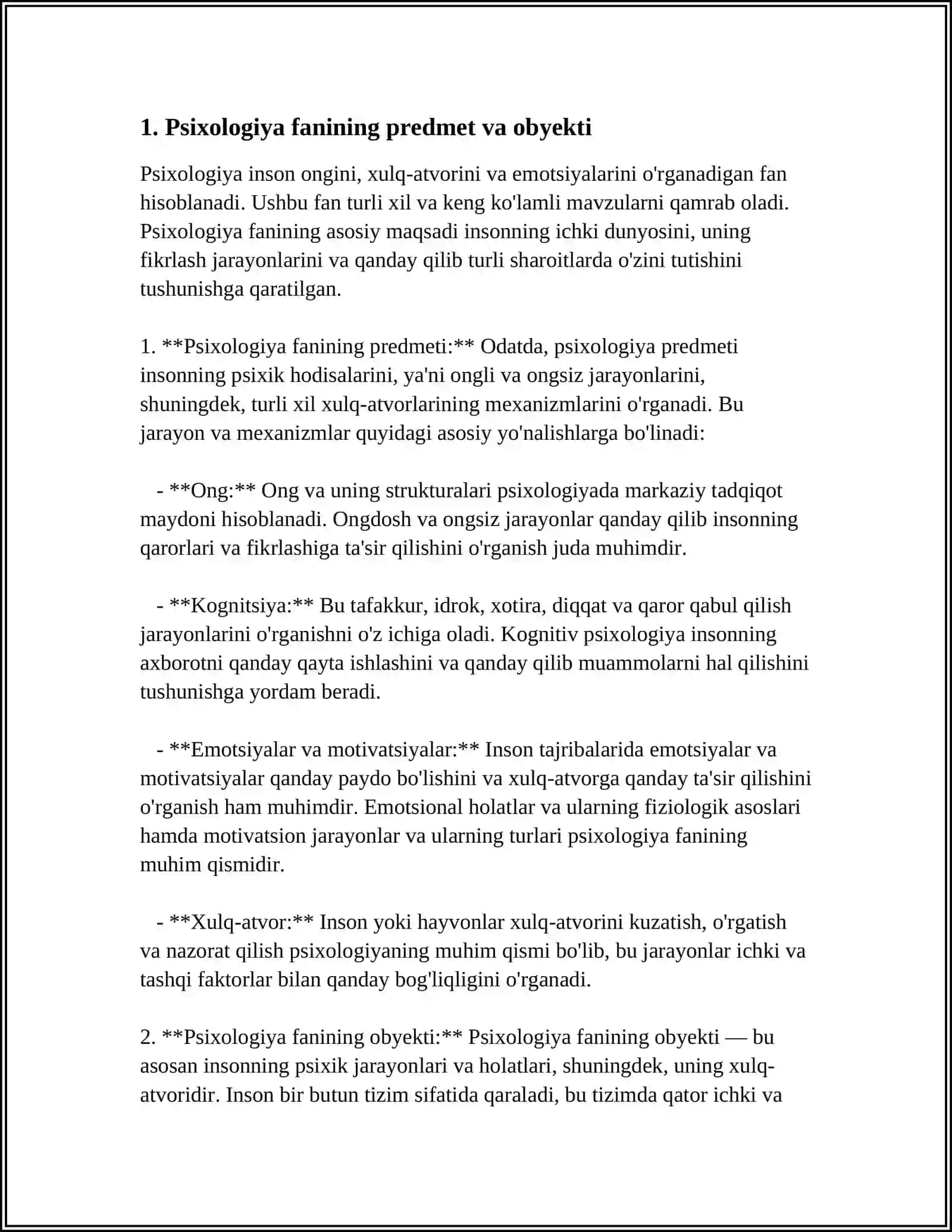 PSIXOLOGIYA FANINING PREDMETI VA RIVOJLANISH TARIXI 4