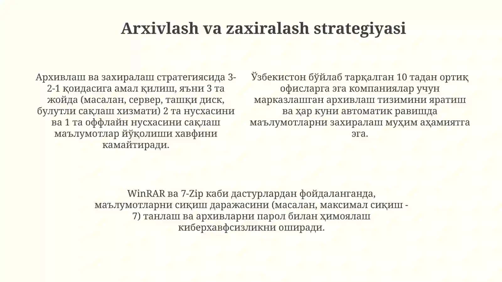 Ma'lumotlarni arxivlash va rezervlash (Win RAR, 7zip misolida) 4