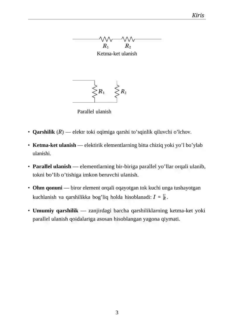 Elektr zanjirlarida qarshiliklarning ketma-ket va parallel ulanishi 4