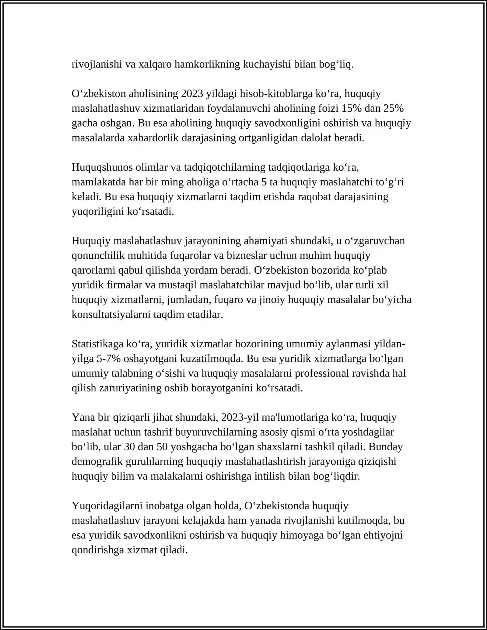 HUQUQIY KONSULTATSIYA VA MUZOKARALAR MAZMUNI 4