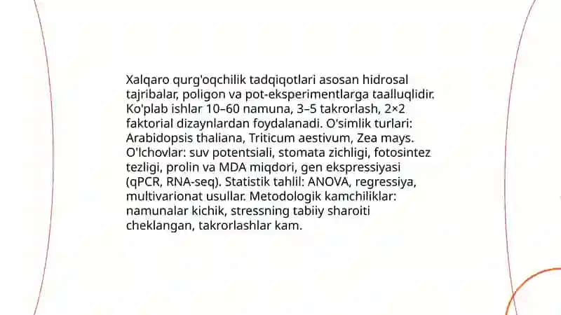 Oʻsimliklar fiziologiyasi yuzasidan chet el ilmiy tadqiqotlar va ular haqida ilmiy maqolalarni tahlil etish 4