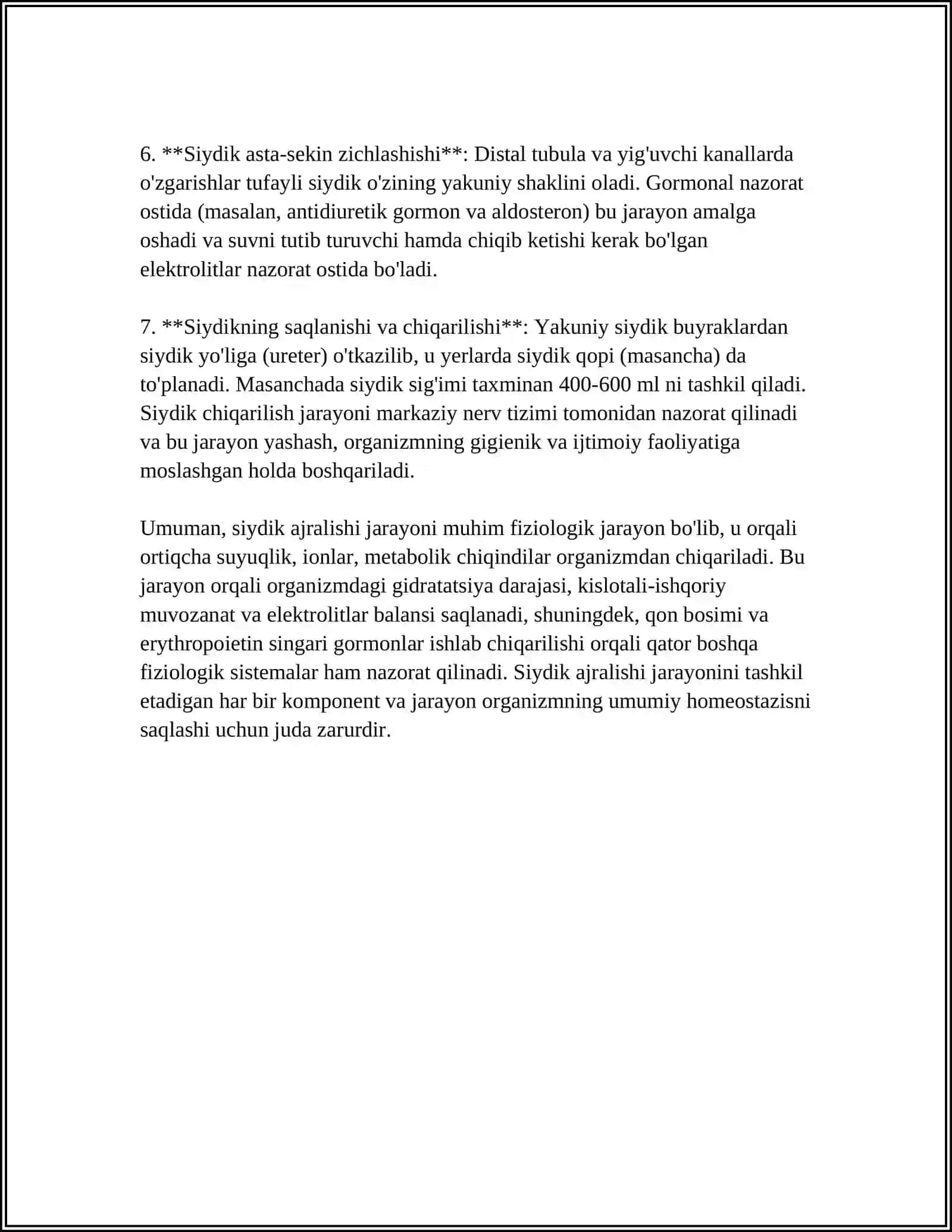Siydik ajralishi jarayoni 4