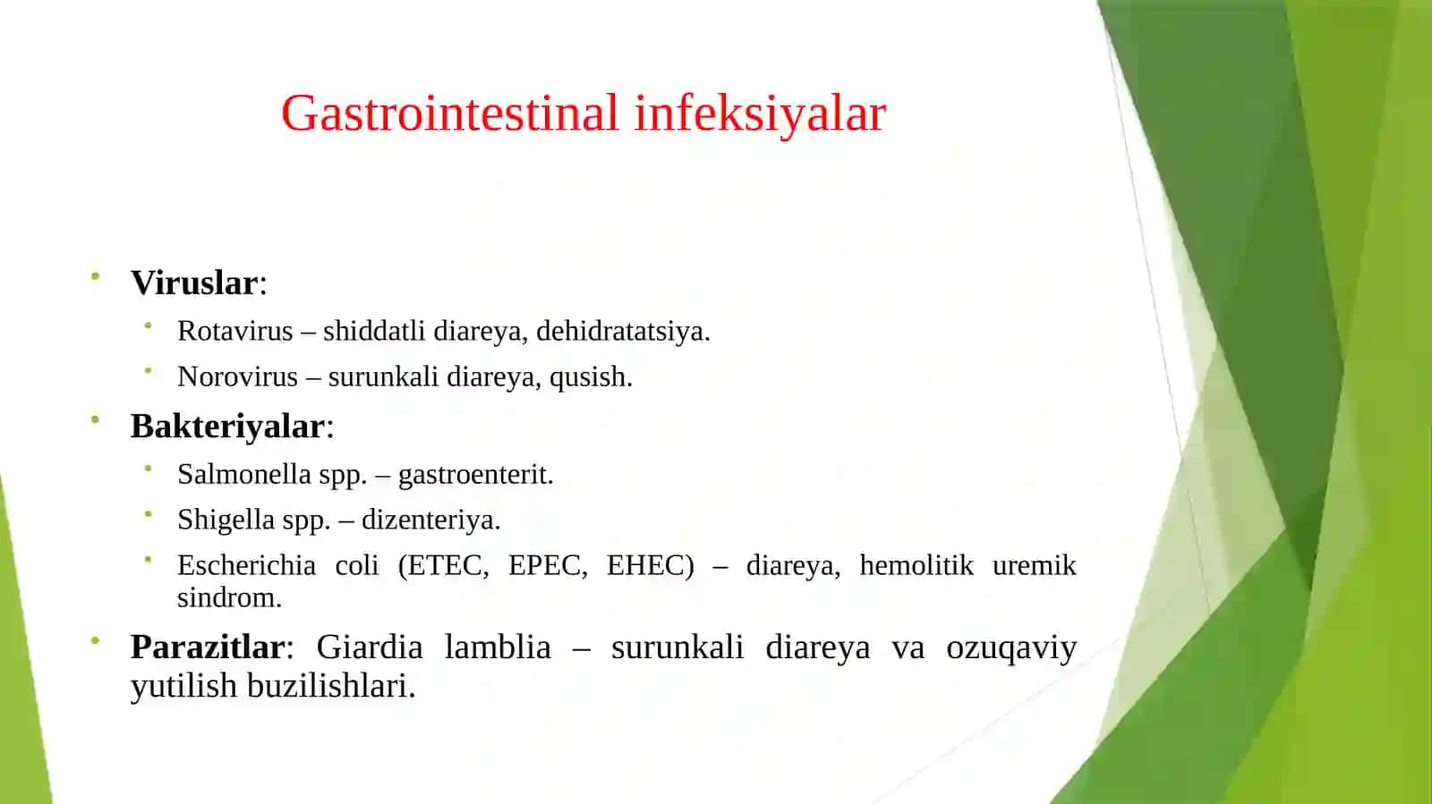 Pediatriya amaliyotida ko'p uchraydigan infeksiyalar qo'zg'atuvchilari patogenez, laboratoriya tashhisi. 4