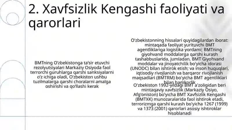 O'zbekiston Respublikasining BMT bilan hamkorligi 4
