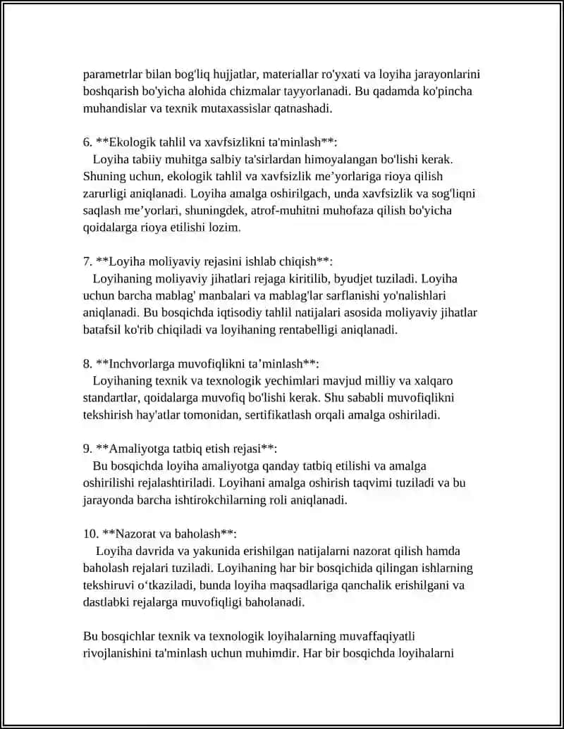 Texnik va Texnologik Loyihalar 4