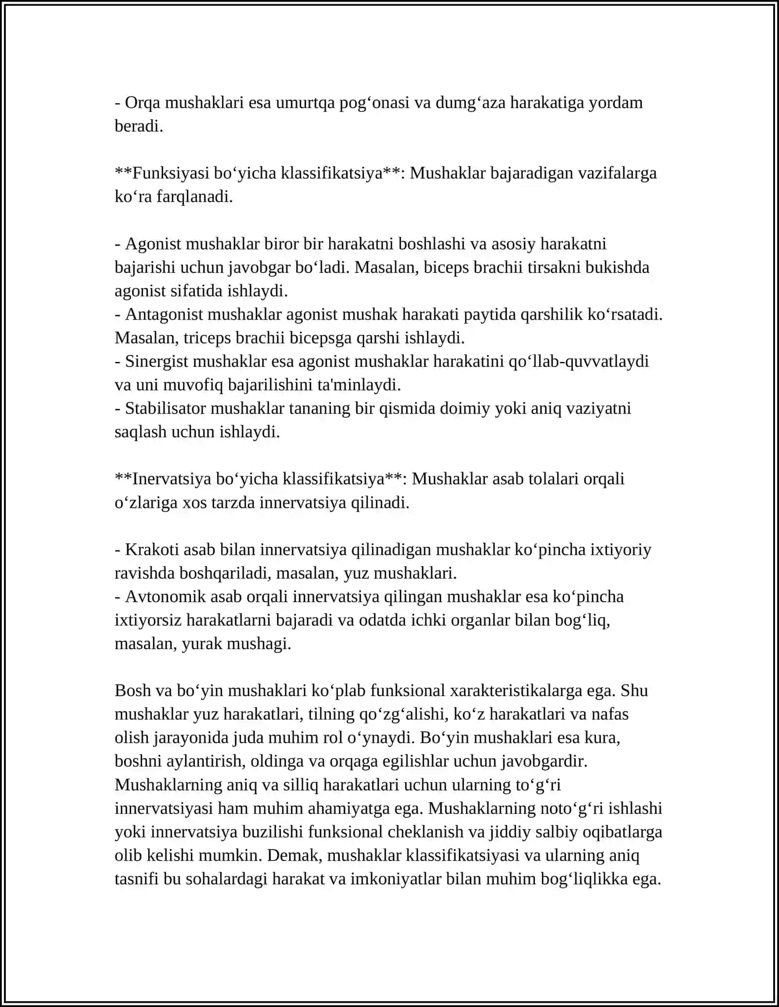 MUSKULLAR KLASSEFEKATSIYASI. BOSH VA BOʻYINMUSKULLARI 4