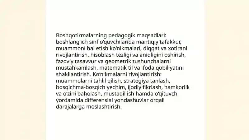 Boshlang‘ich sinf matematika darsligi 4