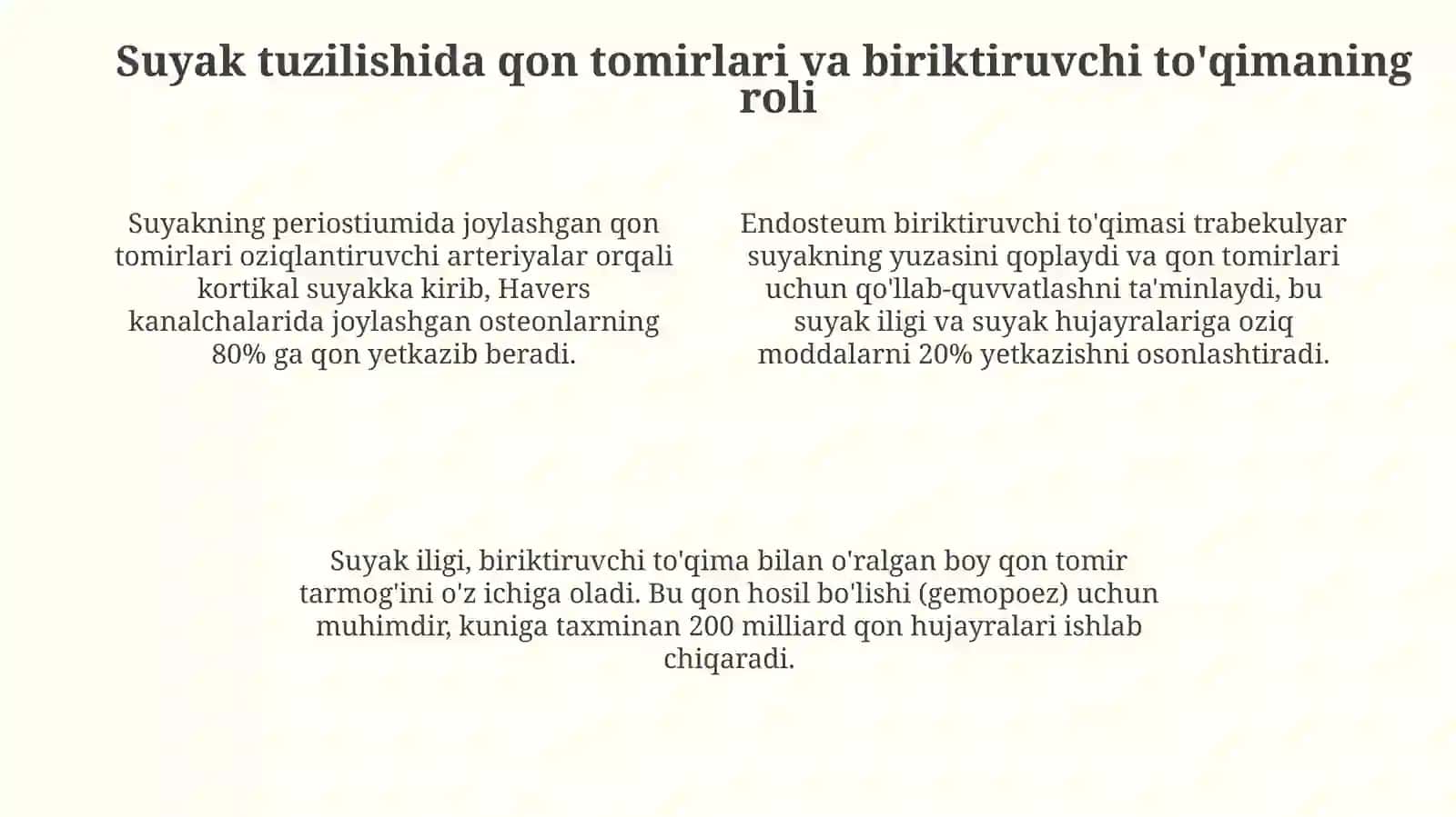 Qon va suyak tolali biriktiruvchi to‘qimalarning o‘zaromunosabati 4