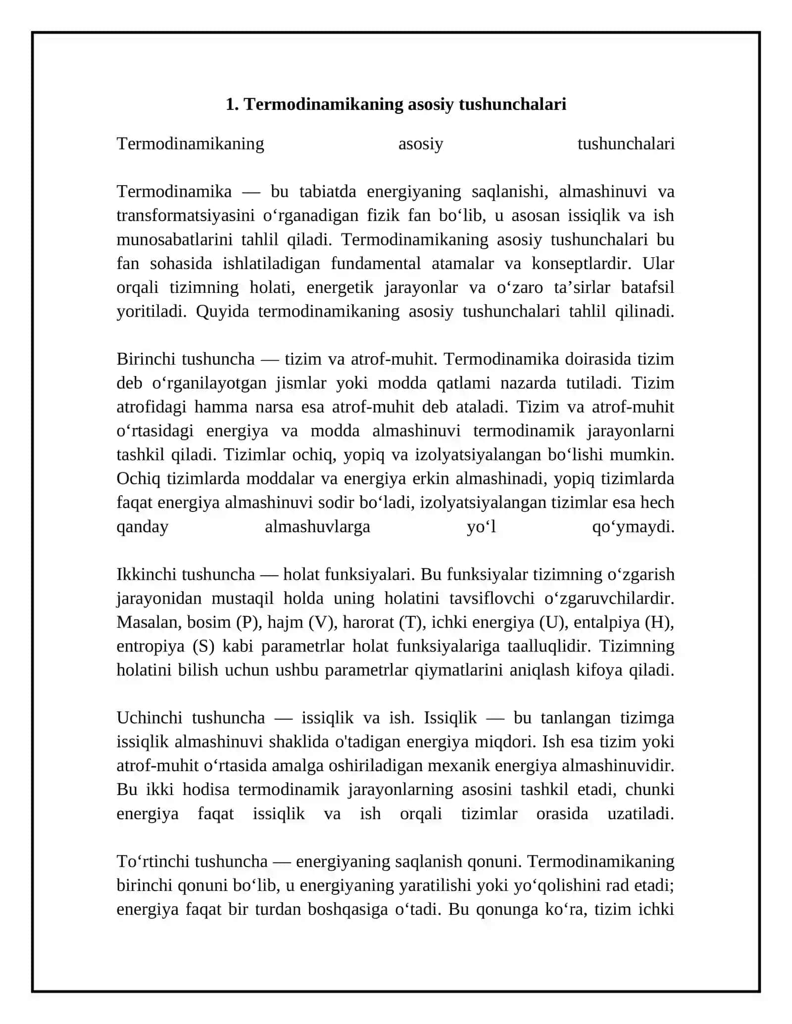 Termodinamikaning asosiy tushunchalari va qonunlari 4
