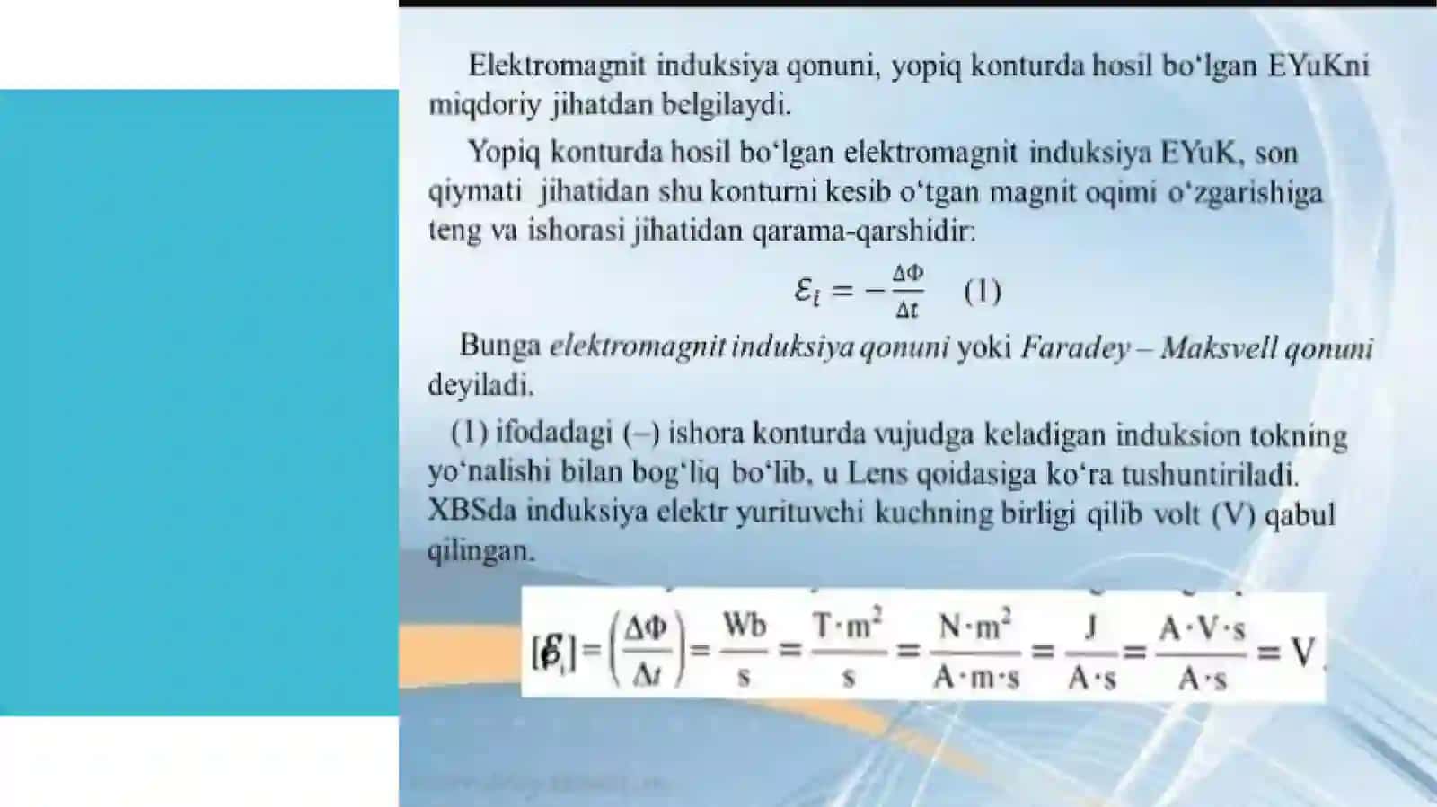 Fizika fanidan tayyorlagan taqdimoti ishi 4