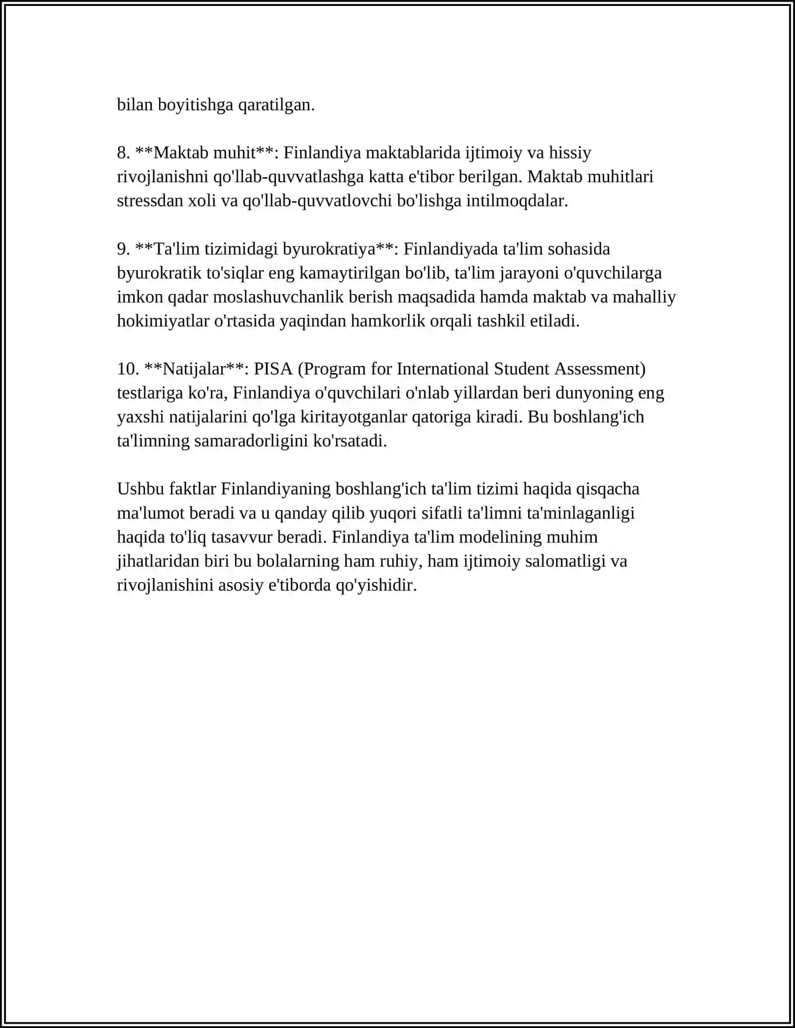 Finlandiyada boshlang'ich ta'lim 4