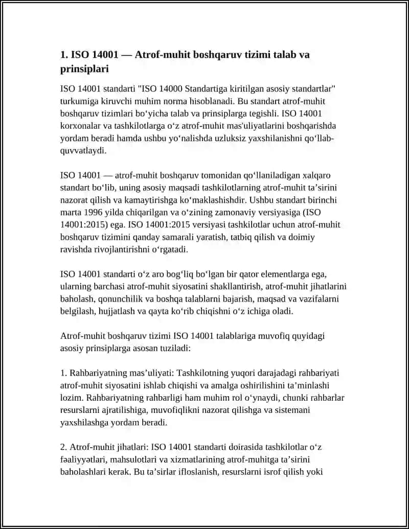 ISO 14000 STANDARTIGA KIRITILGAN ASOSIY STANDARTLAR 4