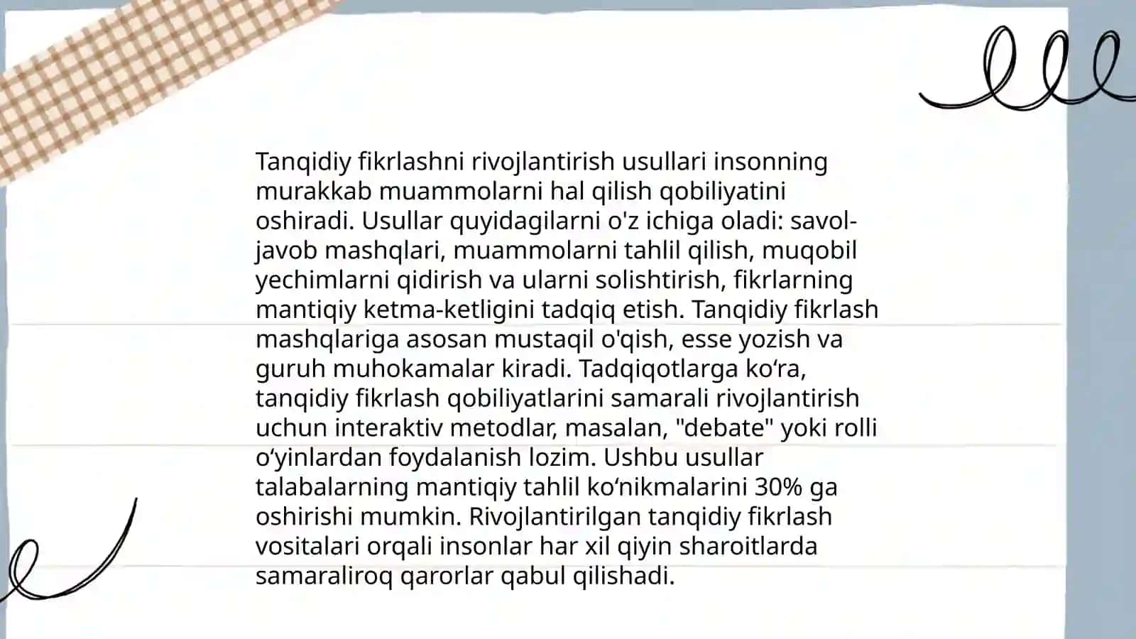 Tanqidiy fikrlash va qaror qabul qilish 4