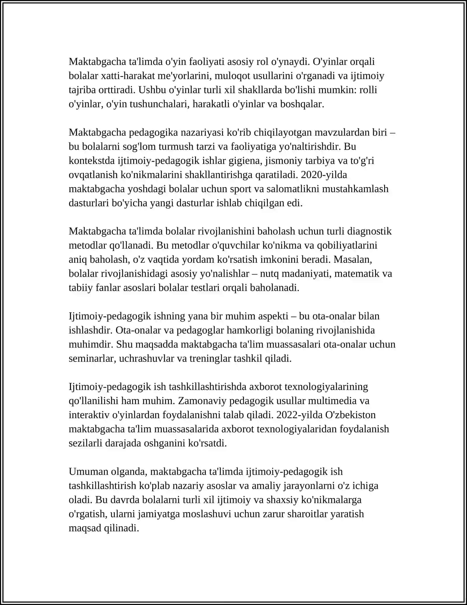 MAKTABGACHA TAʼLIM TASHKILOTLARIDA IJTIMOIY PEDAGOGIK ISHLARNI TASHKIL ETISH 4