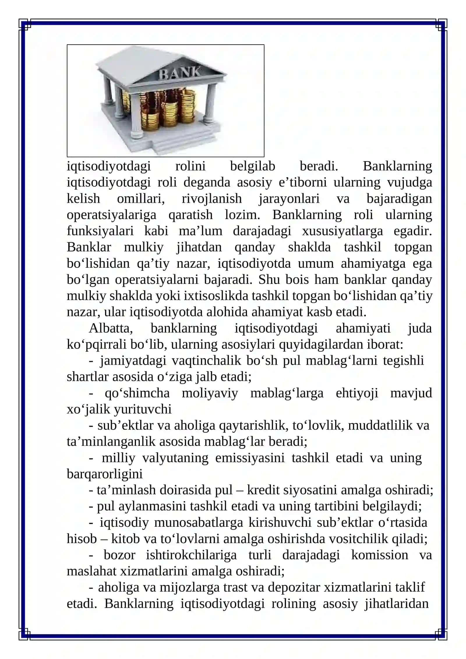 Tadbirkorlik faoliyatini rivojlantirishda banklarning ahamiyati 4