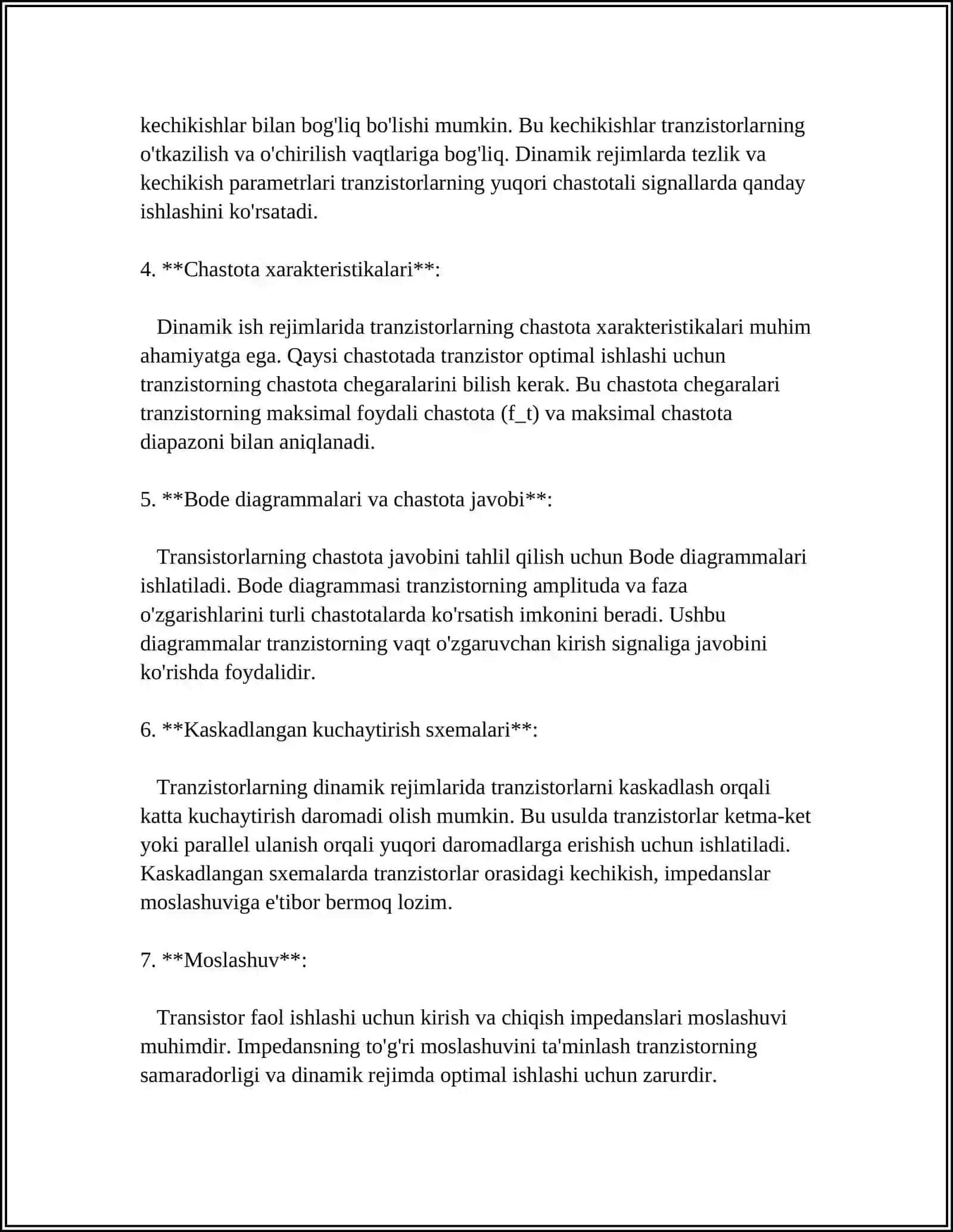TRANZISTORLARNING DINAMIK ISH REJIMI VA DINAMIK PARAMETRLARNI ANIQLASH 4