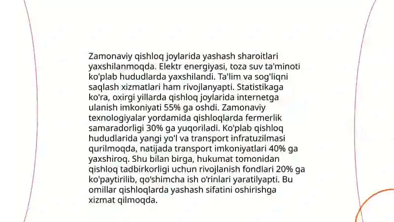 O'zbekiston Respublikasi qishloq aholi punktlarini zamonaviy holati. Qishloq aholi punktlarini rejalashtirish haqida tushuncha 4