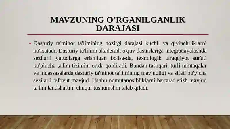 dasturiy ta'lim va unumga oshirish usullari 4